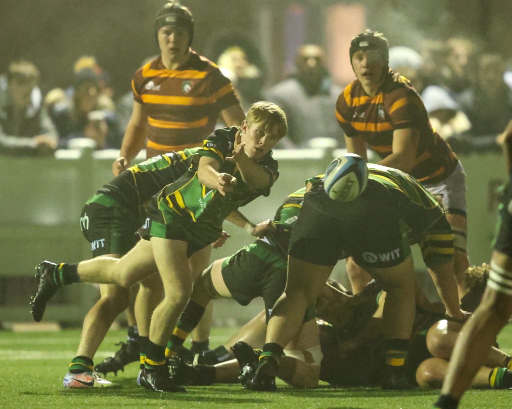 Northampton Saints U18’s v Leicester Tigers U18’s in the RFU Academy League at Bedford Athletic Rugby Club on Friday 17th December 2021.